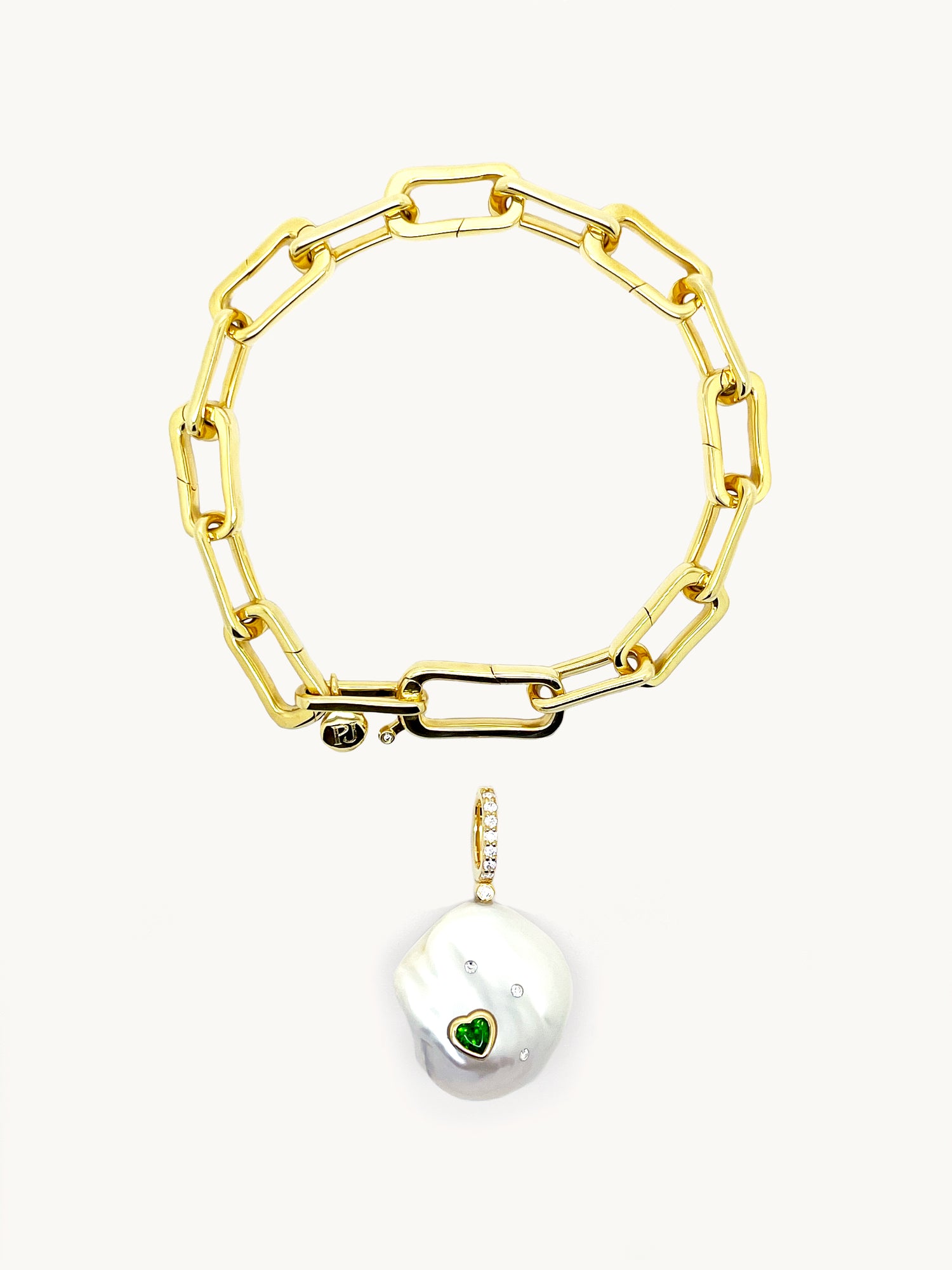 Link & Chain Charm Bracelet in 18k Gold Vermeil