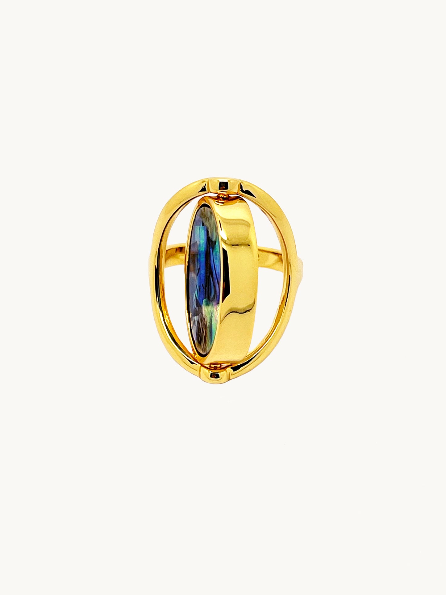 Two Sided Gold Oval Seashell Ring